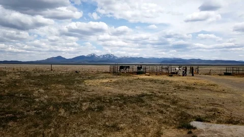 Nevada Ranch with mountains and clouds - Hyperlapse Stock Footage 108466016