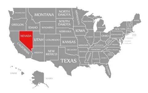 Nevada red highlighted in map of the United States of America Stock Illustration