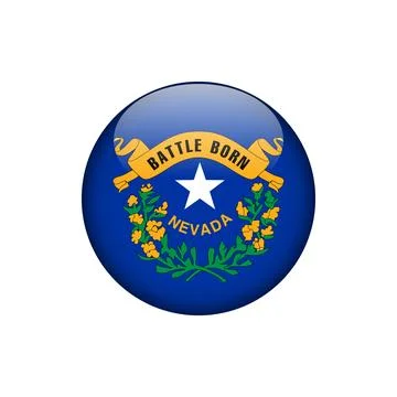 Nevada Round Circle Button Flag of the US States Vector Template Stock Illustration