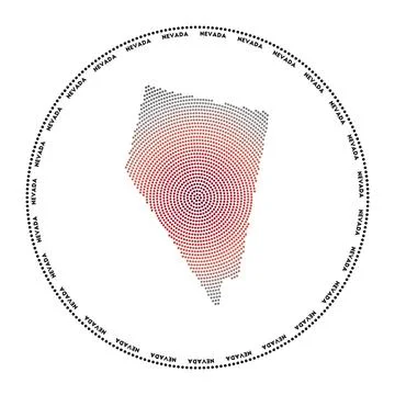 Nevada round logo. Digital style shape of Nevada in dotted circle with us s.. Stock Illustration