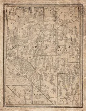 Nevada State  19th Century Map Stock Illustration
