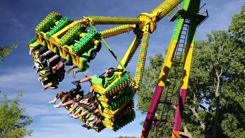 Nevada State Fair Swing Ride - Shallow Depth of Field Stock Footage 155221166