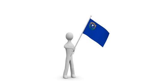 Nevada state flag. 3d Man holding and waving Nevada flag. Loop. Alpha. 스톡 동영상 73822542