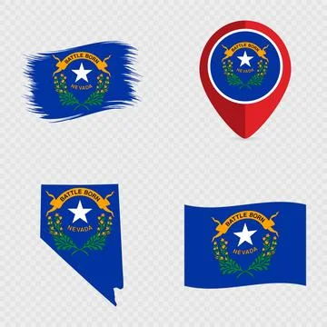 Nevada State Flag Icon Set. Stock Illustration