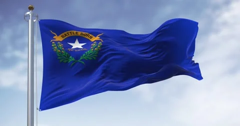 Nevada state flag waving in the wind on a clear day Stock-Footage 295777101