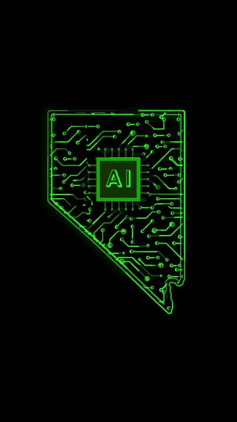 Nevada State Map AI Chipset Technology Opener Stock Footage 337184337