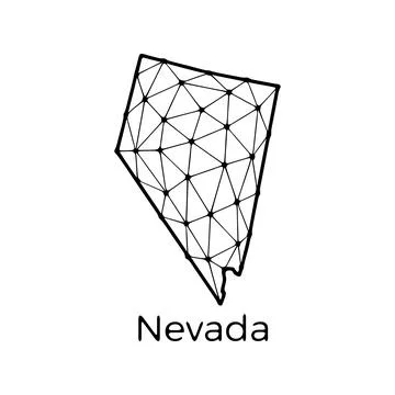Nevada state map polygonal illustration made of lines and dots, isolated on.. Stock Illustration