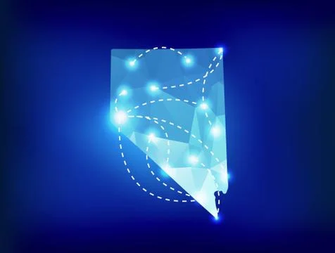 Nevada state map polygonal with spotlights places Stock Illustration