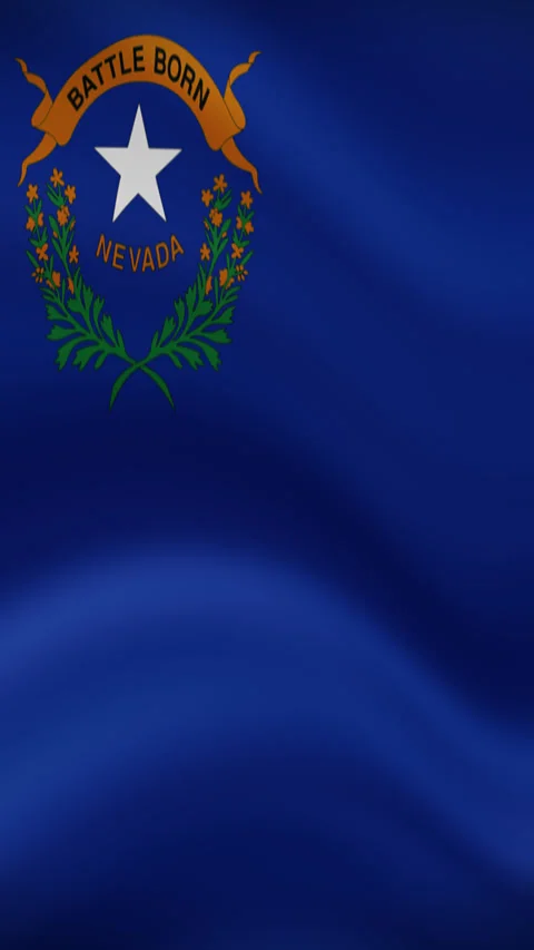 Nevada State Waving Flag in Vertical Orientation – Realistic Loop Animation Stock Footage 294949110