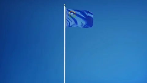 Nevada (U.S. state) flag in slow motion seamlessly looped with alpha Stock Footage 70144812