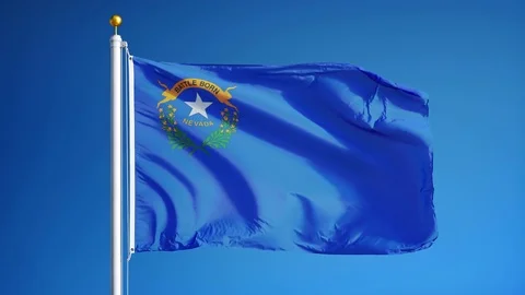 Nevada (U.S. state) flag in slow motion seamlessly looped with alpha Stock Footage 70145035