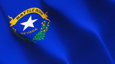 Nevada US State flag waving on wind. Stock Illustration