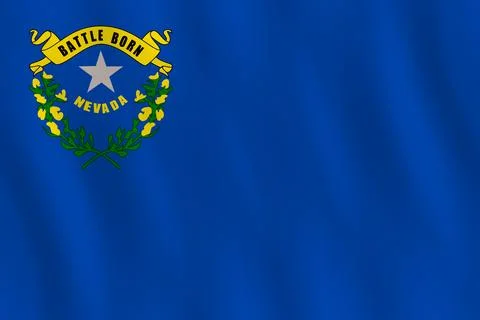 Nevada US state flag with waving effect, official proportion. 库存插图