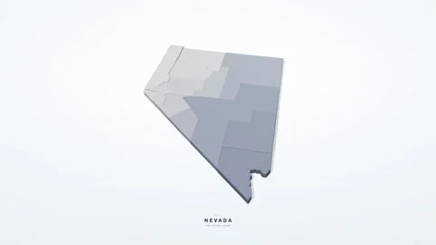 Nevada USA 3D isometric state map with county borders rotating on a clean white Видео 340404579