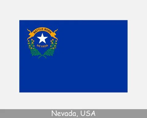 Nevada USA State Flag. Flag of NV, USA isolated on white background. Stock Illustration