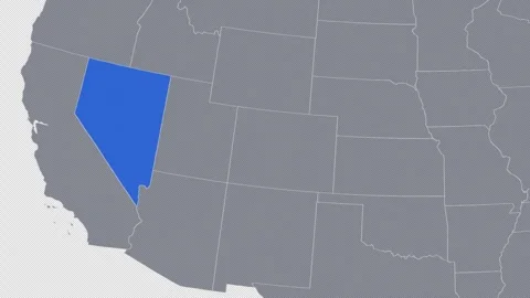 Nevada Zoomed In Blue on US Election Map State Focus Animation, Alpha Channel 4K Stock Footage 341416085