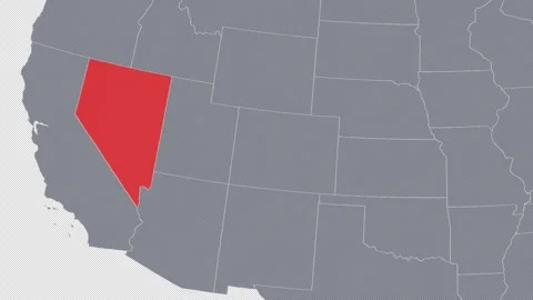 Nevada Zoomed In Red on US Election Map State Focus Animation, Alpha Channel 4K Stock Footage 341416135