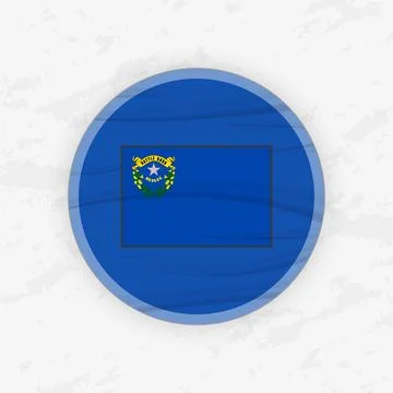 Nevadan Flag in a Circular Emblem Design, Abstract Round Sticker Illustration Stock Illustration