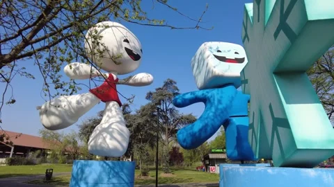 Neve and Glitz official mascots of Turin 2006 Winter Olympics. Stock Footage 332513741
