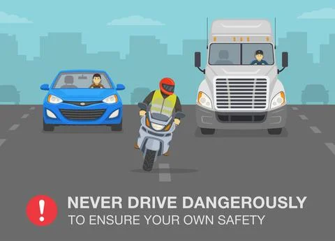 Never drive dangerously to ensure your own safety warning poster design. Stock-Illustration