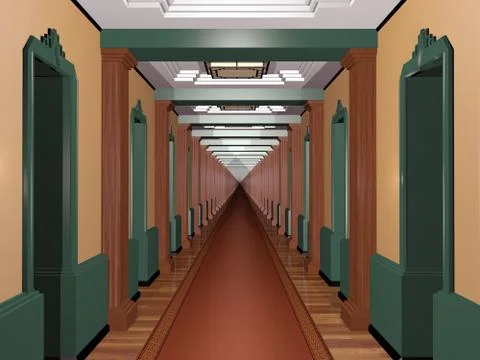 Never ending art deco corridor Stock Illustration