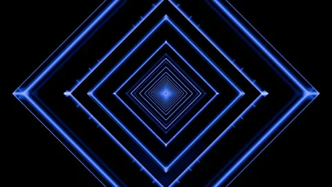 Never ending blue rhombus tunnel loop, 3D render, 4K Stock Footage 307299963