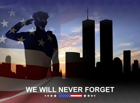 Never Forget. September 11, 2001. Patriot Day Stock Illustration