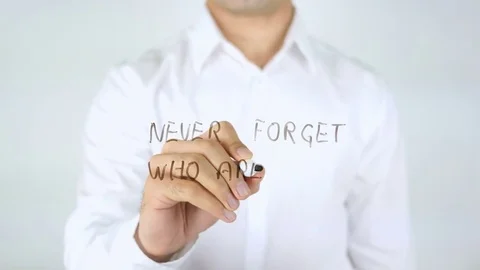 Never Forget Who Are You, Man Writing on Glass Stock Footage
