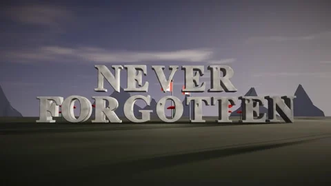 Never Forgotten Pale Granite 3D Letters in a Field of Poppies with Canadian 스톡 동영상 343371242