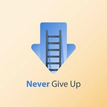 Never give up concept, growth mindset, motivation idea, positive thinking, la Illustrazione stock