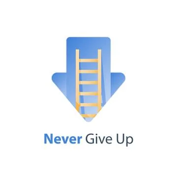 Never give up concept, growth mindset, motivation idea, positive thinking, la Illustrazione stock