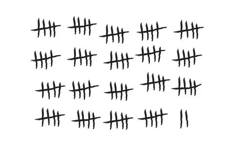Never Give Up - Counting the Days - Black Tally Marks Isolated on White Wid.. Stock Illustration