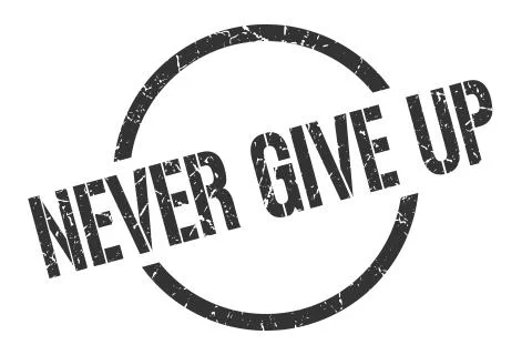 Never give up stamp Ilustração Stock