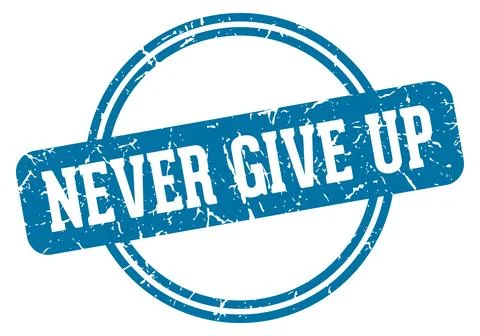 Never give up stamp Ilustração Stock