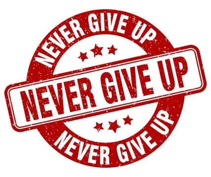 Never give up stamp. never give up label. round grunge sign Ilustração Stock