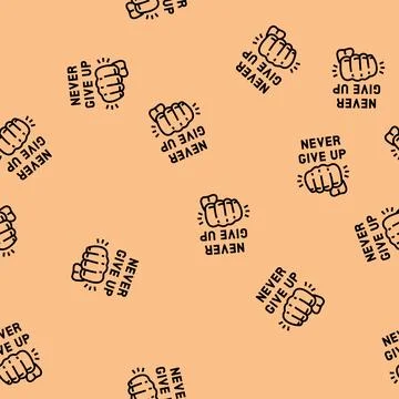 Never give up succes challenge vector seamless pattern Illustrazione stock