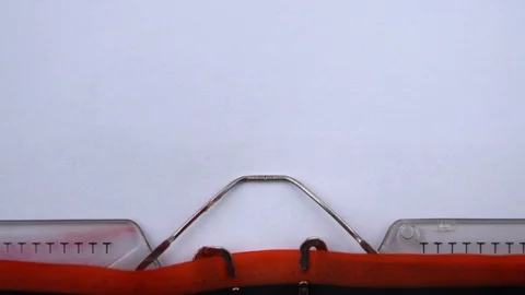 Never more - phrase printed on an old typewriter in red letters, close up. Stock Footage 126776626