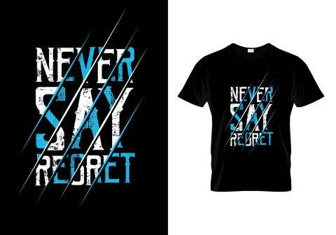 Never Say Regret Typography T Shirt Design Stock Illustration