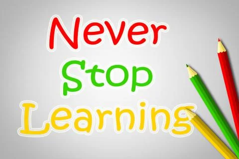 Never stop learning concept Stock Illustration
