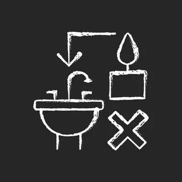 Never throw hot wax down sink chalk white manual label icon on dark background Stockillustratie