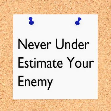Never Under Estimate Your Enemy concept Illustrazione stock