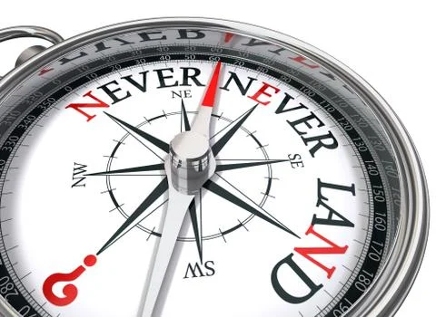 Neverland compass conceptual image Illustrazione stock