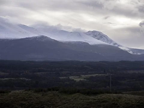 The Nevis Range from the Commando Memorial viewpoint above Spean Bridge. Stock Photos