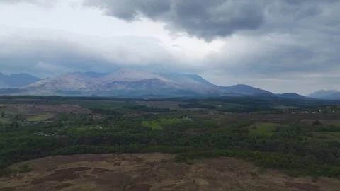Nevis Range Mountains from a drone, Grampian Mountains, Highland, Lochaber, UK Stock-Footage 308798235
