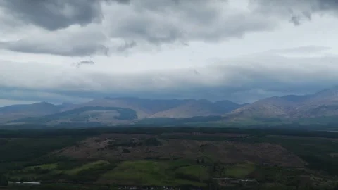 Nevis Range Mountains from a drone, Grampian Mountains, Highland, Lochaber, UK Stock Footage 308798291