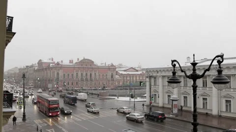 Nevsky Prospect, Anichkov bridge Stock Footage 145464289