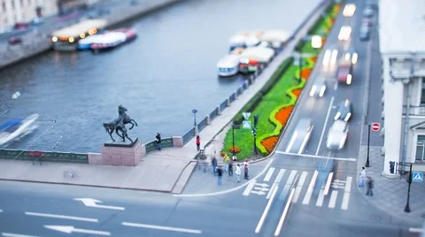 Nevsky Prospect Saint Petersburg Evening Tilt-Shift Time Lapse Stock-Footage 42288341