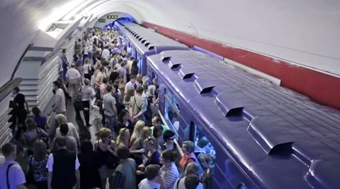 Nevsky Prospekt, entering and exititing, St. Petersburg, Russia Stock Footage 7729461
