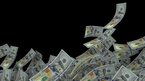 New 100 dollar notes take off from the wind blows. alpha matte included Video stock 70451886