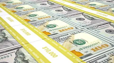 New 100 USD stacks, loop Video stock 58722693